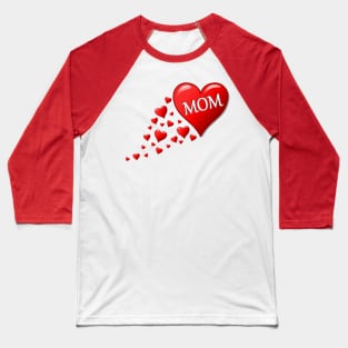 Mom Love Hearts Baseball T-Shirt